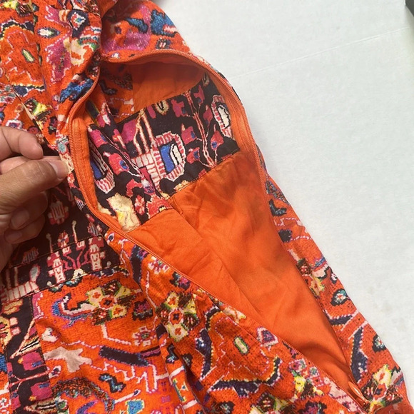 Anthropologie Floral Abstract Maxi Dress in Red Motif V Neck Boho Womens Size 2 - Picture 8 of 16